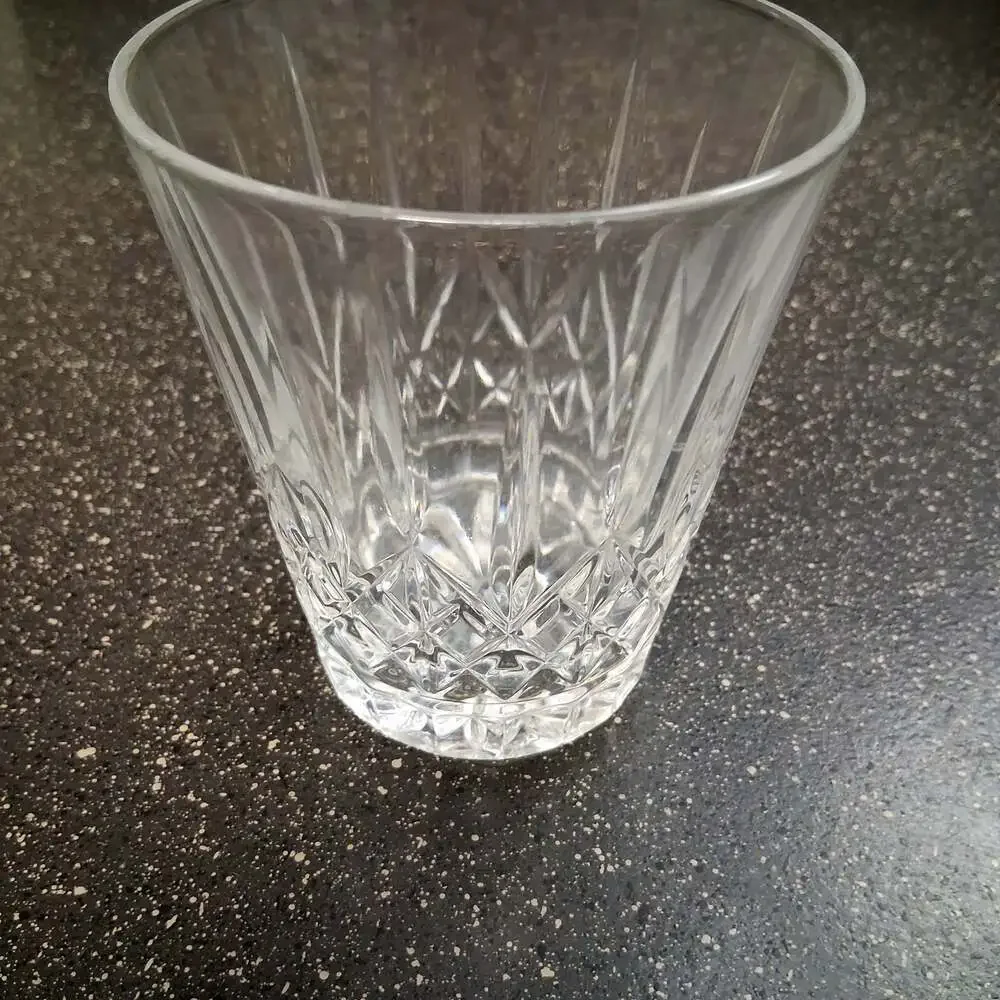Vintage Cut Crystal Tumbler / Drinking Glass with Diamond and Fan Motif